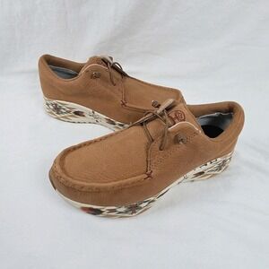 Twisted X Hooye Feather X Womens 9 Casual Caramel Brown Driving Moc Shoe WCAU013